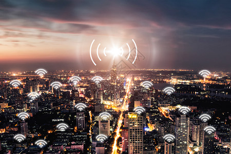 城市网络wifi热点信号图片素材