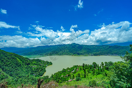 尼泊尔博卡拉费瓦湖背景