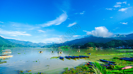 尼泊尔博卡拉费瓦湖背景