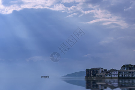 冬春山川美景静谧的洱海美景背景