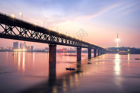 武汉长江大桥晚霞高清图片素材