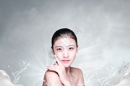 美肤水清新中国风美容设计图片