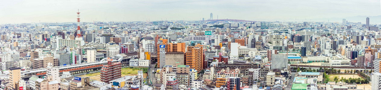 大阪城市天际线日本大阪城市景观背景