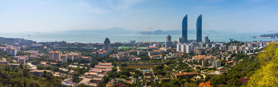 福建厦门城市天际线海岸线高清图片素材