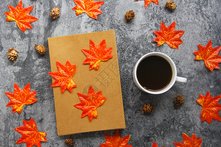 温暖秋日秋冬咖啡温暖枫叶图背景