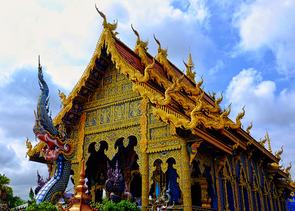 来自泰国艺术泰国清莱蓝庙背景