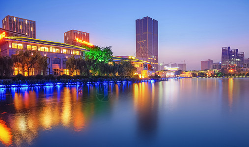 盐城湖聚龙湖夜色背景