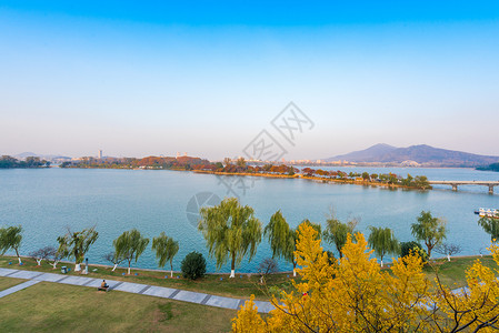 江苏南京玄武湖秋色迷人背景图片