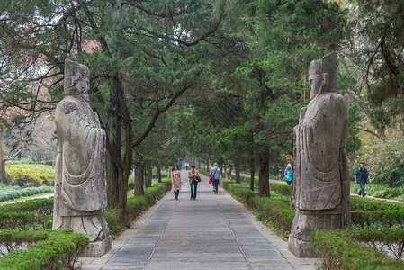 石像：南京明孝陵的著名景点高清图片