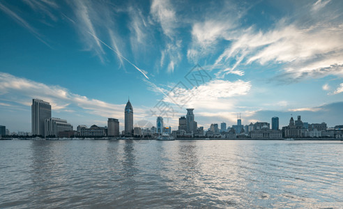 夕阳色上海外滩夕阳下的万国建筑背景