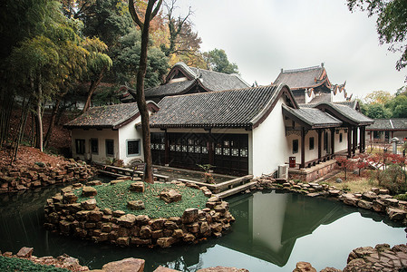 景观庭院湖南岳麓书院背景