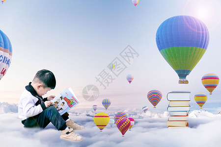 坐着读书的孩子儿童阅读乐趣背景
