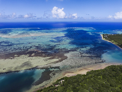 航拍毛里求斯海岸线图片