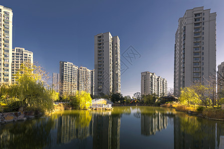 居住社区依水而居的住宅小区背景