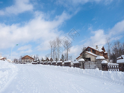 小木屋雪景东北长白山小镇背景