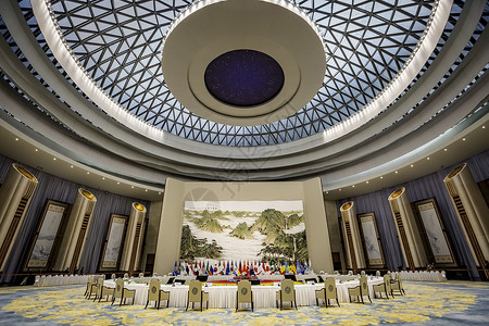 中国西部国际博览城杭州G20峰会主餐厅背景