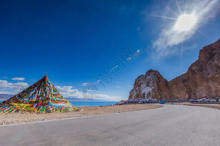 高处风景西藏纳木错道路背景