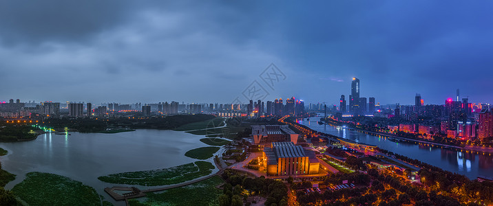大国崛起武汉汉江城市夜景高清全景背景