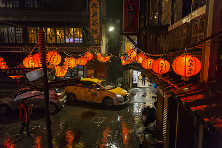 瑞芳九份老街夜景背景