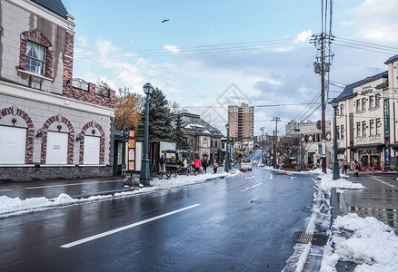 北海道小樽下雪街道背景图片