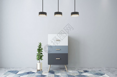 日式吊灯现代客厅展示柜效果图设计图片
