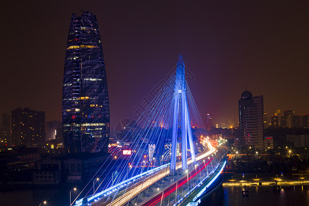 开工大街宁波大桥夜景背景