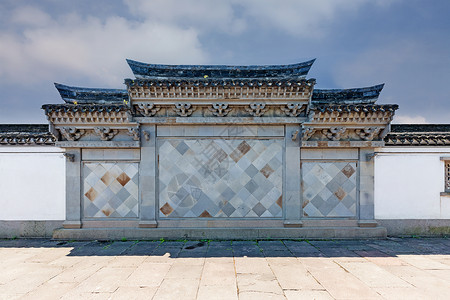 青砖白墙中式建筑墙体素材背景