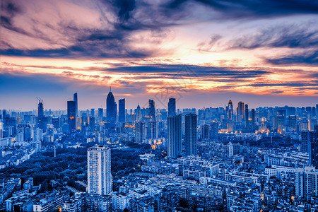 金色夜景俯瞰城市晚霞图背景