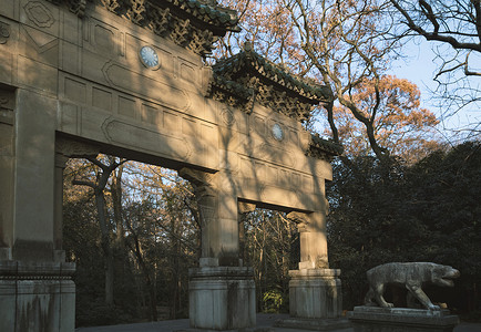 南京旅游景点里的古建筑背景图片