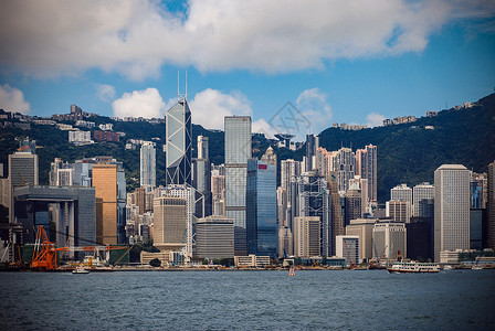 酒店全景香港维多利亚港湾背景