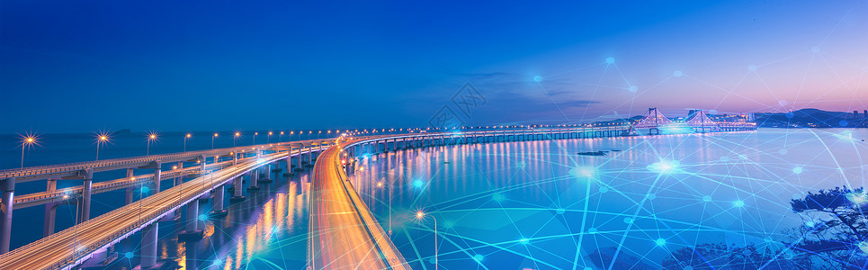 桥蓝天城市科技背景设计图片