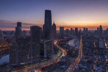 城市建筑摄影天津夜景背景