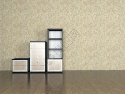 家具矢量高低组合柜效果图设计图片