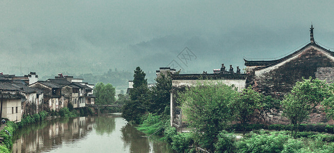 山水人文黄山八卦村呈坎景区背景