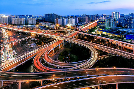 高架桥上的车流道路高清图片素材