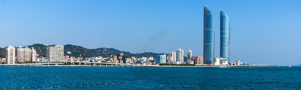 海岸建筑厦门环岛路海岸天际线背景