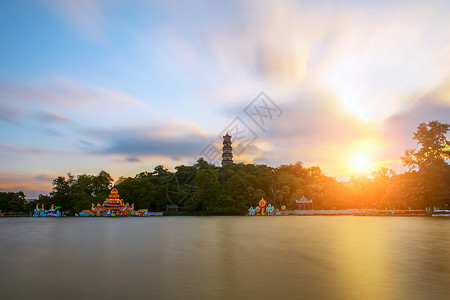 古风塔素材广东惠州西湖落日背景背景