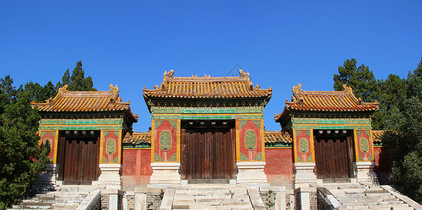 河北保定易县清西陵的陵寝门背景图片