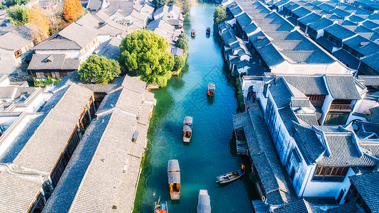 古镇航拍航拍江南水乡乌镇风景背景