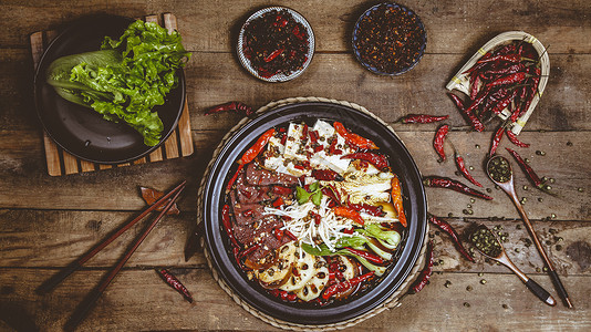 美食文章配图火锅冒菜背景