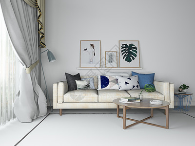 布艺装饰现代简约沙发效果图设计图片