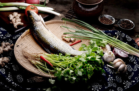 美食原料图片新鲜食材鱼背景