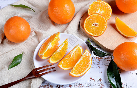 橙子橘子浅色背景橙科高清图片