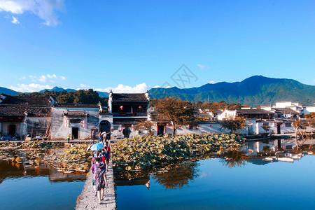 最美中国素材安徽宏村南湖背景