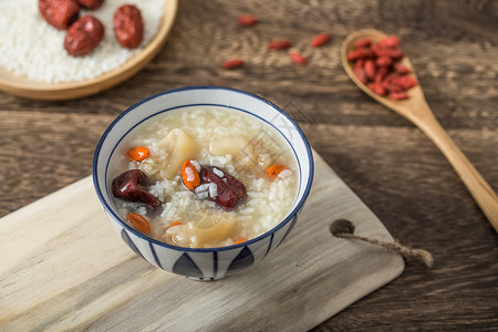 花胶糯米粥食品炖花胶高清图片