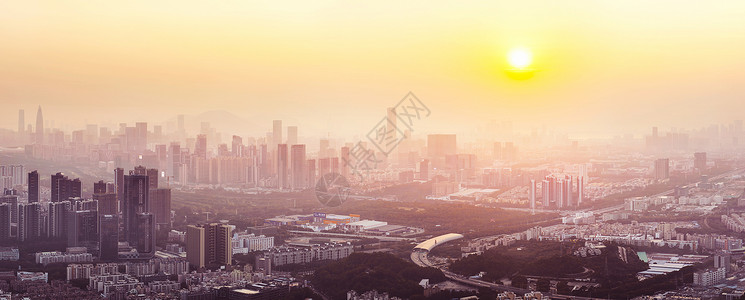 港澳通行城市夕阳背景