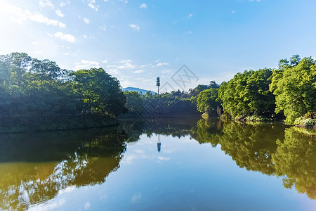 湖水倒影自然风光背景图片