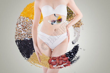 粗粮和水果健康饮食设计图片
