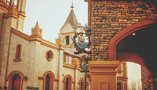 街景欧式教堂拱门高清图片
