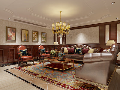 欧式客厅室内效果图空间高清图片素材